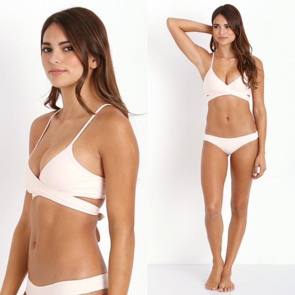 L Space Swim Nwt Lspace Chloe Bikini Top S Cream Tie Twist Front
